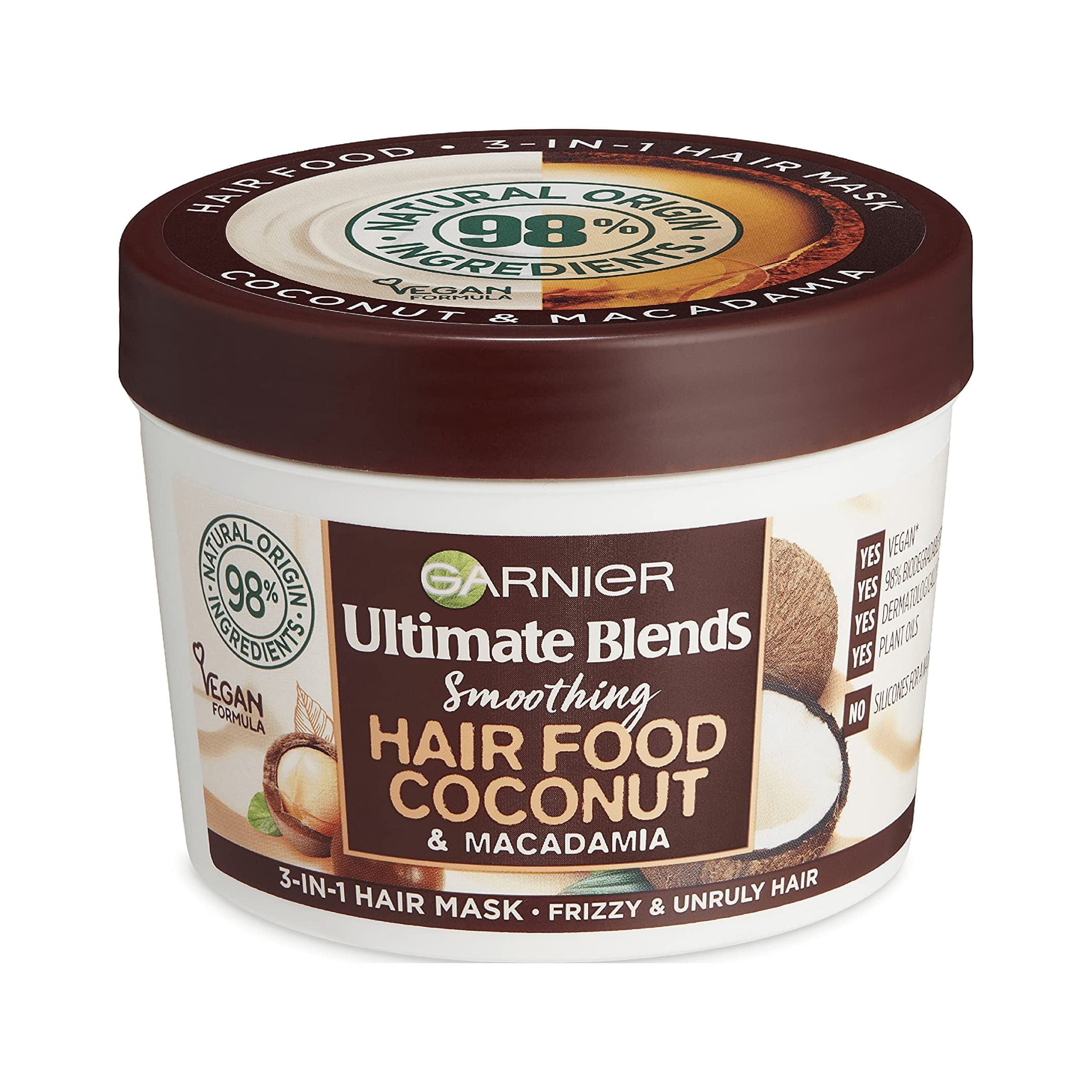 Garnier Ultimate Blends Hair Food, Coconut Oil 3-in-1 Frizzy Hair Mask Treatment, 400ml
