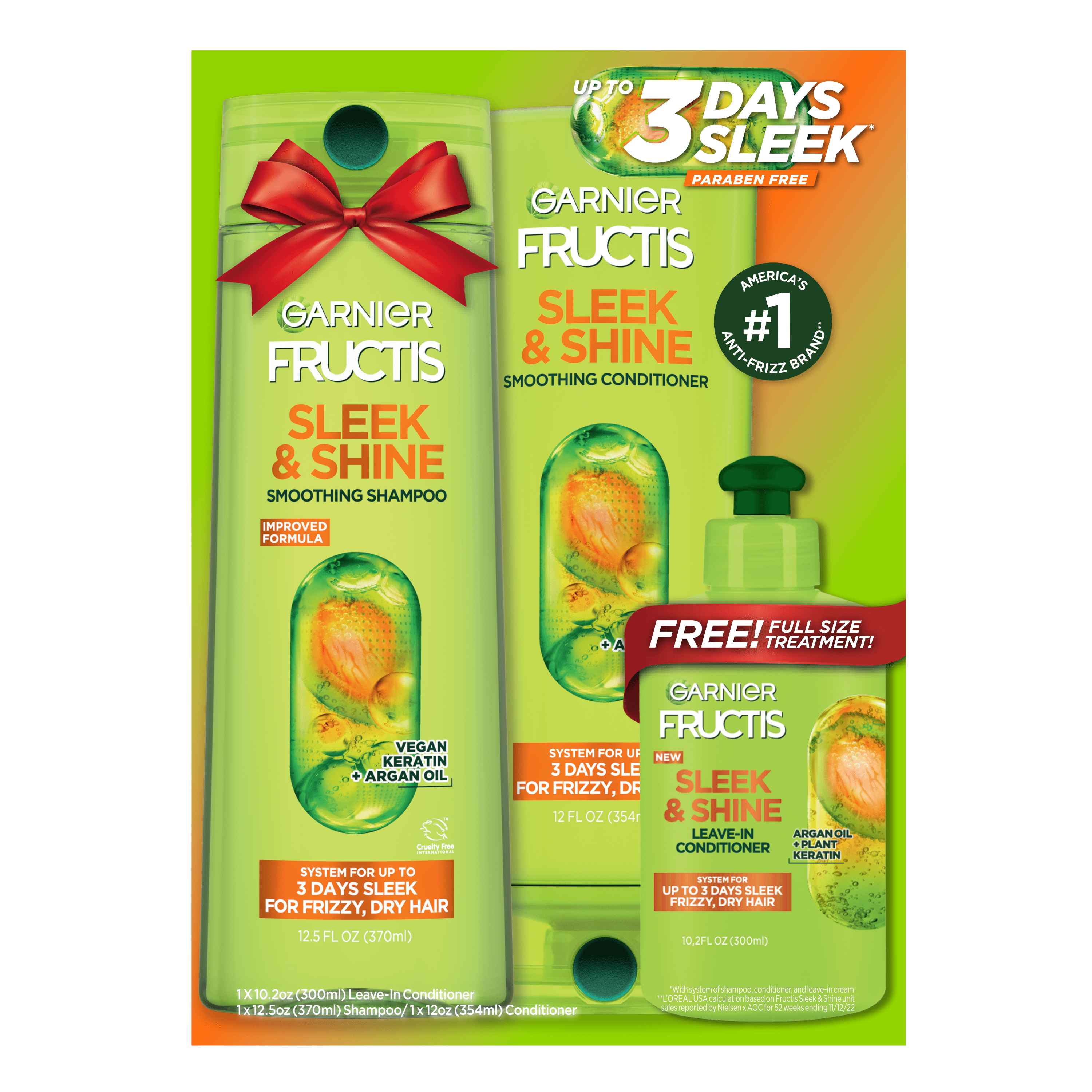 Garnier Fructis Sleek & Shine Shampoo & Conditioner Holiday Gift Set, 1 Kit