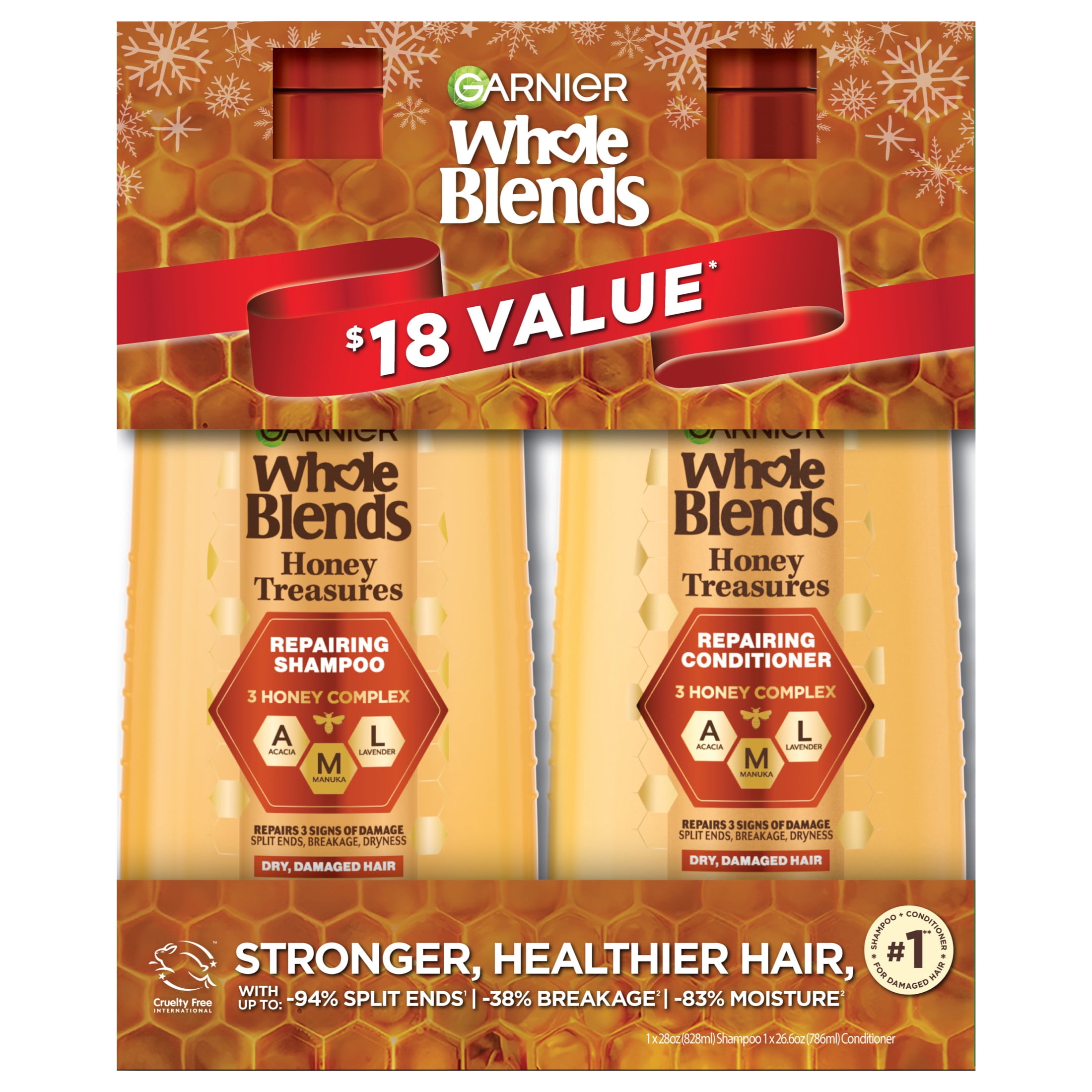 Garnier Whole Blends Repairing Shampoo, Conditioner, Adults All Hair Types, Holiday Beauty Gift Set