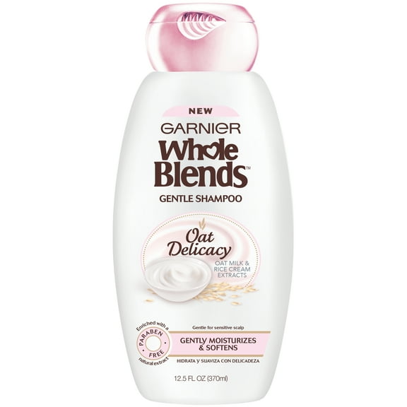 Garnier Whole Blends Gentle Cleansing Shampoo with Oat Milk, Rice Cream Extracts, Dry Hair, 12.5 fl oz