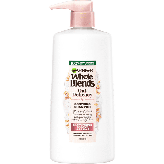 Garnier Whole Blends Gentle Moisturizing Shampoo, Oat Milk, Rice Cream Extract, Dry Hair 28 fl oz