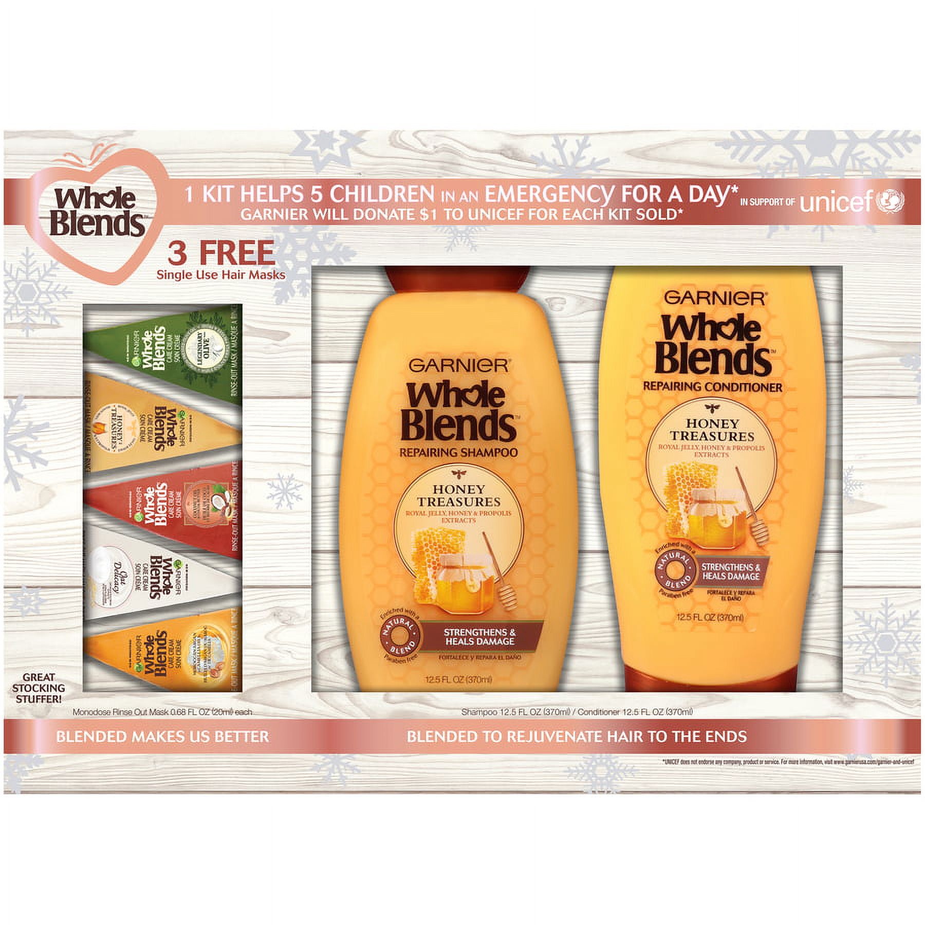 Garnier Whole Blends Honey Treasures Gift Set with 3 Free Hair Masks, 7 Piece Set ($14.29 Value) - image 1 of 6