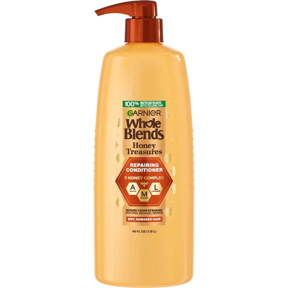 Garnier Whole Blends Honey Treasures Repairing Conditioner, Damaged Hair, 40 fl oz