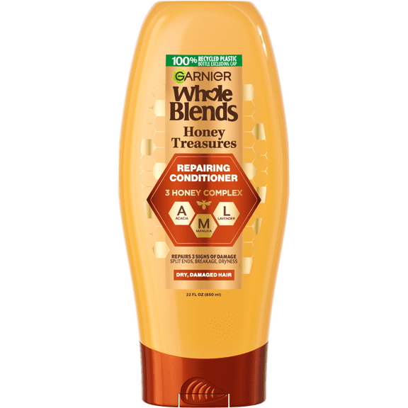 Garnier Whole Blends Honey Treasures Repairing Conditioner with Royal Jelly Honey, 22 fl oz