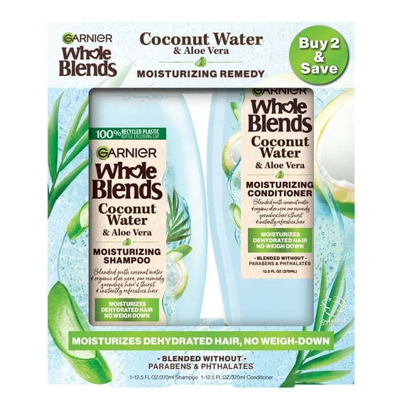 Garnier Whole Blends Moisturizing Shampoo and Conditioner, Dehydrated Hair, 1 Kit