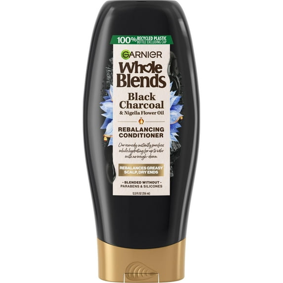 Garnier Whole Blends Black Charcoal and Nigella Flower Oil Conditioner, 12 fl oz