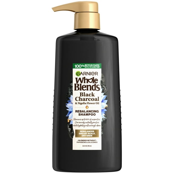 Garnier Whole Blends Rebalancing Shampoo with Black Charcoal, 26.6 fl oz