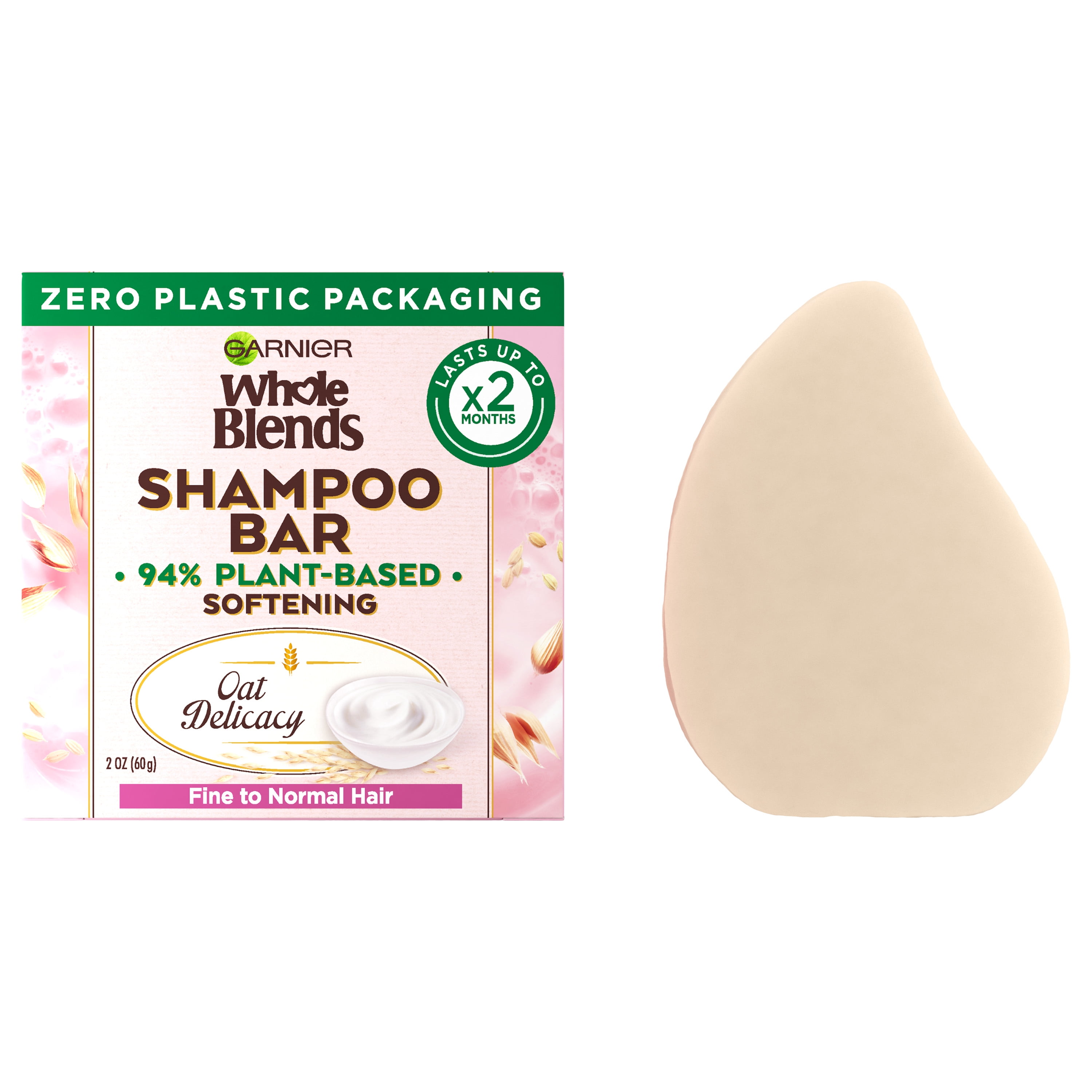 Garnier Whole Blends Shampoo Bar with Oat Delicacy, 2 oz
