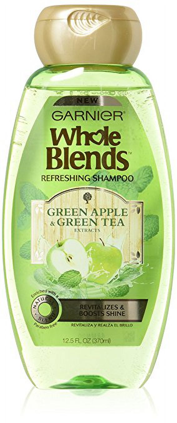 Garnier Whole Blends Shampoo, Green Apple & Green Tea Extracts, 12.5 Fl Oz - image 1 of 11