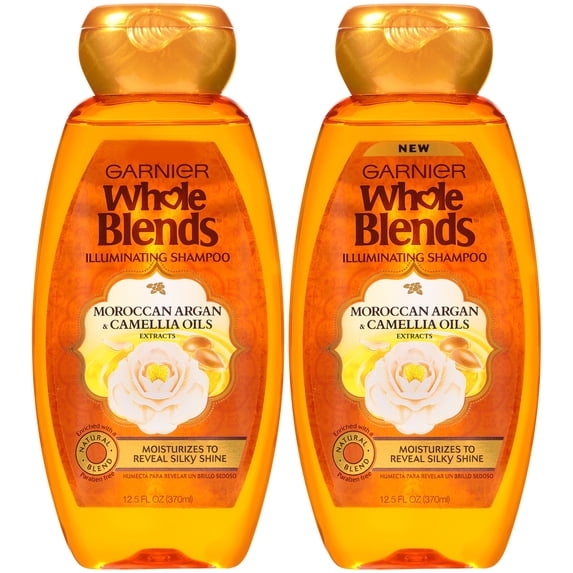 Garnier Whole Blends Shampoo with Moroccan Argan & Camellia Oils Extracts, For Dry Hair, 2 count