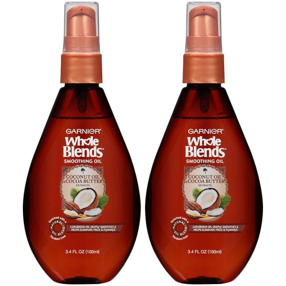 Garnier Whole Blends Smoothing Oil with Coconut Oil & Cocoa Butter Extracts, 2 count
