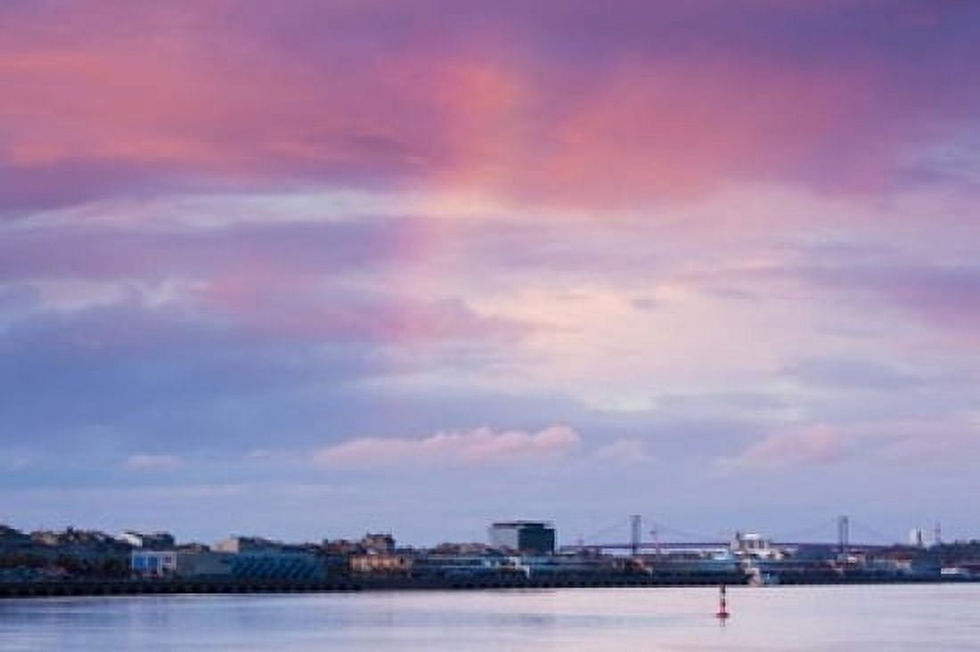 Garonne Riverfront at dusk Bordeaux Gironde Aquitaine France Canvas Art - Panoramic Images (36 x 24)