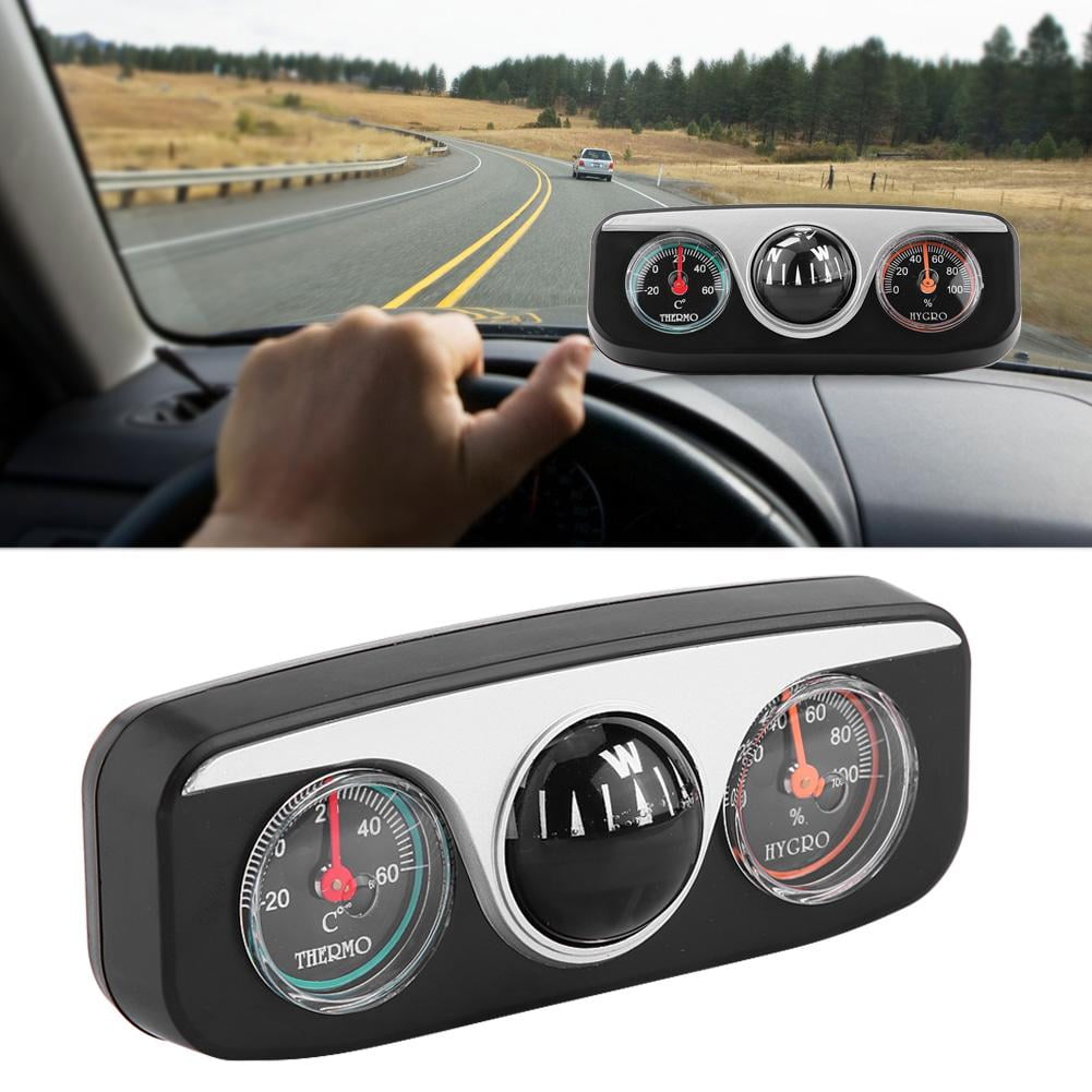 Black Outdoor 2-in-1 Car Thermometer & Compass Dashboard Ornament