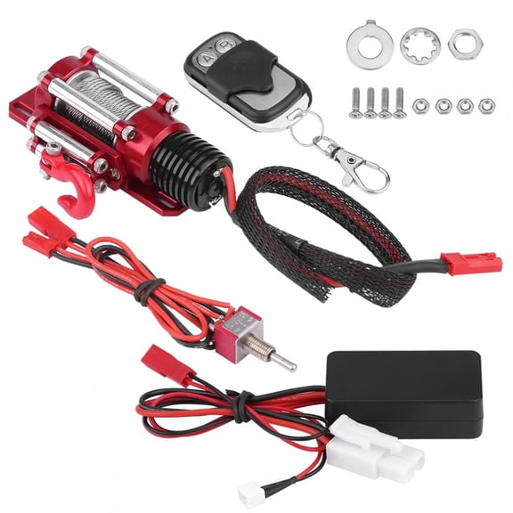 Garosa RC Metal Winch, 1/10 Scale RC Model Vehicle Crawler Car Accessory Metal Winch With Remote Controller, RC Accessory