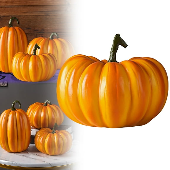Garoy 1Pcs 6.7 Inch Orange Resin Pumpkins for Decorating - Small Artificial Resin Pumpkins for Fall Decor,Thanksgiving,Paintable For Diy Crafts & Centerpieces,Outdoor Pumpkins for Porch,Fake Pumpkins