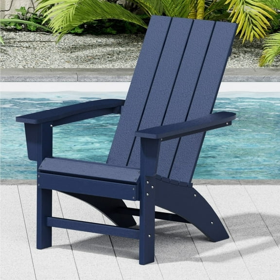 Garpans Adirondack Chair All Weather Outdoor Adirondack Chair HDPE Outdoor Chair for Patio Front Porch Pool Garden Deck Fire Pit Outside, Navy Blue