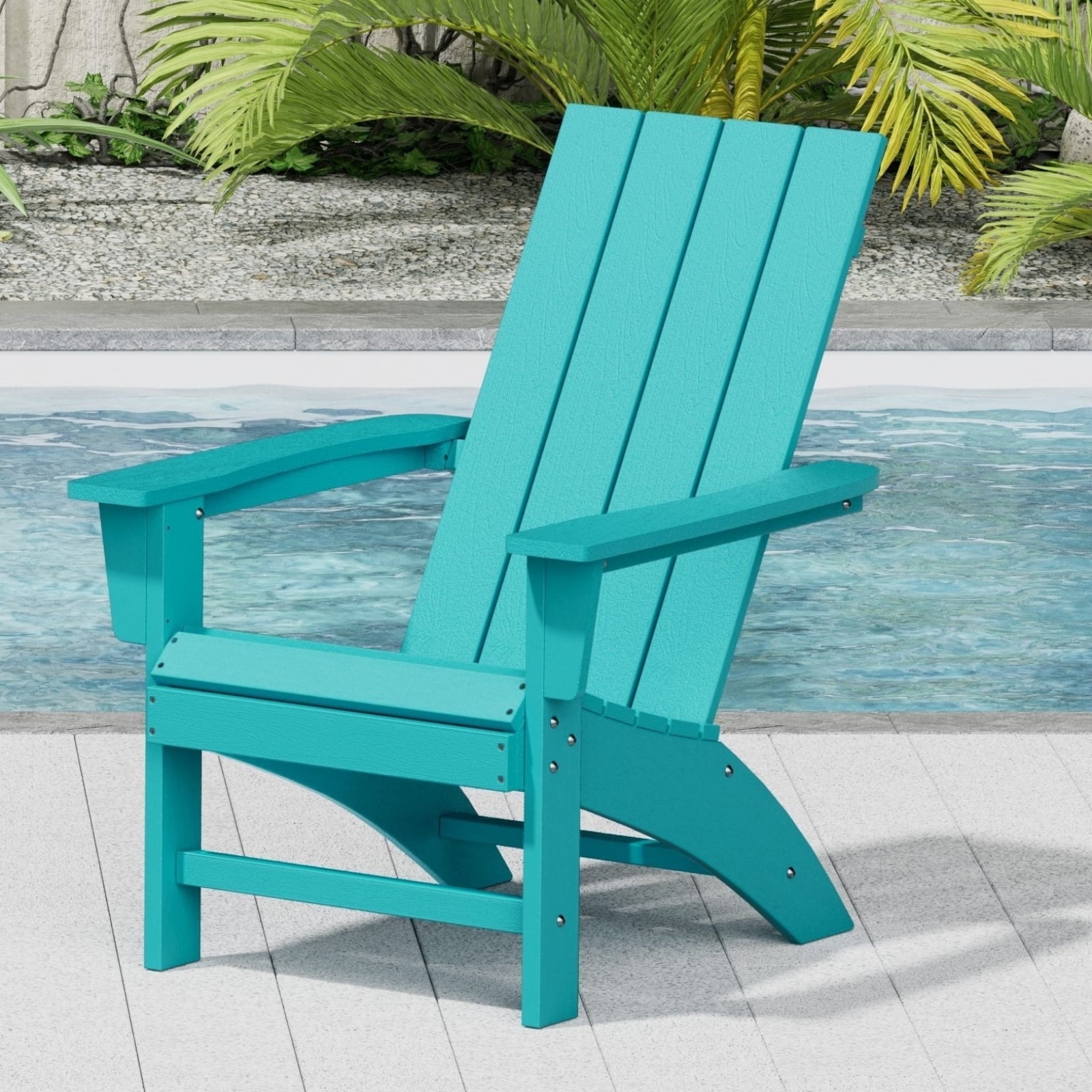 Garpans Adirondack Chair All Weather Outdoor Adirondack Chair HDPE Outdoor Chair for Patio Front Porch Pool Garden Deck Fire Pit Outside, Turquoise