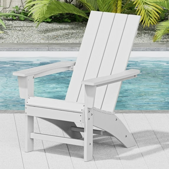 Garpans Adirondack Chair All Weather Outdoor Adirondack Chair HDPE Outdoor Chair for Patio Front Porch Pool Garden Deck Fire Pit Outside, White