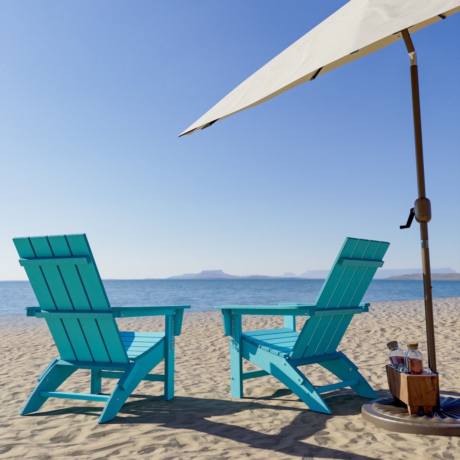 Garpans Folding Adirondack Chairs Set of 2 Weather Resistant Outdoor Adirondack Chair HDPE Outdoor Chair for Patio Front Porch Pool Garden Deck Fire Pit Outside, Turquoise