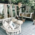 thumbnail image 1 of Garpans Hammock Chair Macrame Swing Chair Handmade Knitted Hanging Cotton Rope Chair for Indoor/Outdoor Home Patio Deck Yard Garden Reading Leisure Beige, 1 of 11
