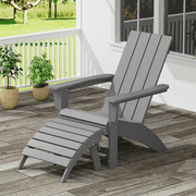 Garpans Outdoor Adirondack Chair with Ottoman HDPE All Weather Adirondack Patio Chair with Footstool for Outside Pool Garden Deck Front Porch Fire Pit