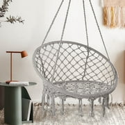 Garpans Hanging Hammock Chair Mesh Woven Rope Macrame Swing Chair for Indoor Outdoor Patio Chair Festival Gift Grey