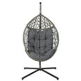 thumbnail image 1 of Garpans Wicker Hanging Chair with Stand, Cushion and Manual, Black/Grey, 1 of 6