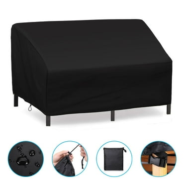 Garprovm Patio Chair Cover Loveseat Cover 58x38x29 inches Outdoor Furniture Cover 420D Oxford Cloth Durable and Waterproof Patio Sofa Cover, Black