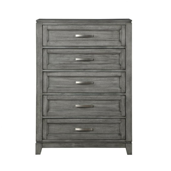 Garretson Collection Chest with Gray Okume Veneer and Metal Bar Hardware