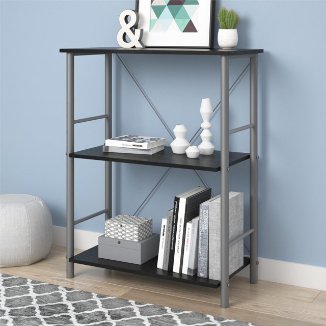 Garrett 3 Shelf Bookcase, Black Oak