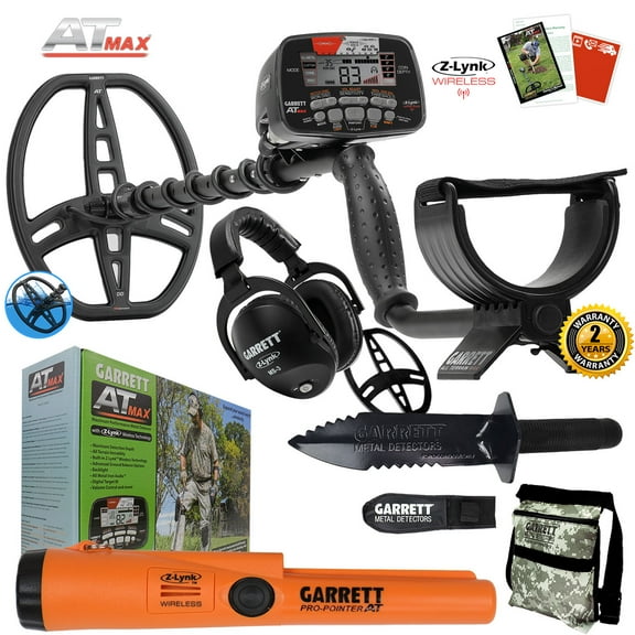 Garrett AT MAX Metal Detector, Pro-Pointer AT Z-Lynk, MS-3 Headphones, Pouch & Digger