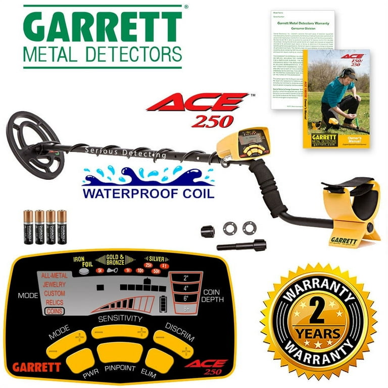 Garrett Ace 250 Metal Detector with Submersible Search Coil 