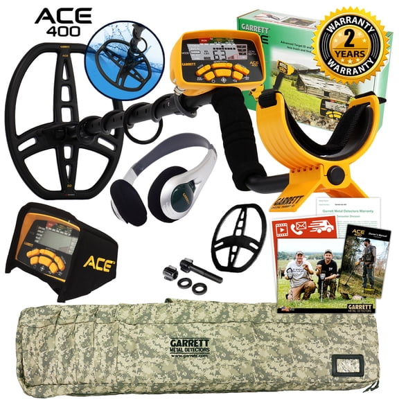 Garrett Ace 400 with Waterproof Coil, Headphones, and Soft Case