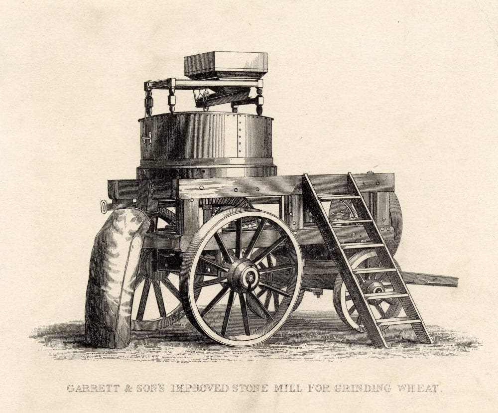 Garrett And Sons Improved Stone Mill For Grinding Wheat Canvas Art - Ken Welsh Design Pics (16 x 13)