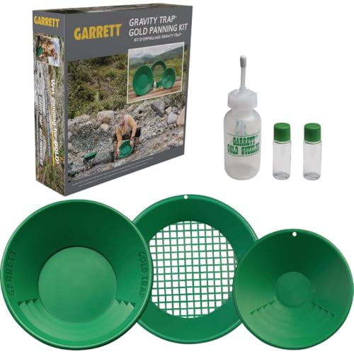Garrett Complete Gold Pan Kit  Includes 14 Trap Pan, Sifter, 10 Backpacker Pan, Gold Guzzler Bottle, Vials  Gold Panning Starter Set