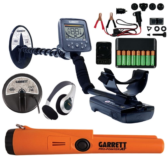 Garrett Goldmaster 24k Metal Detector w/ 6" x 10" Coil Elliptical DD and 6" Round Concentric Coils with Garrett Pro Pointer AT
