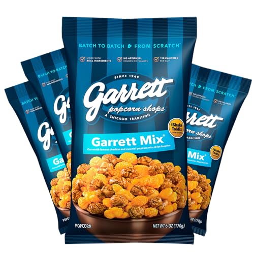 Garrett Popcorn Garrett Mix, 6.0oz, 4 Bags,â€‹ Cheese and Caramel