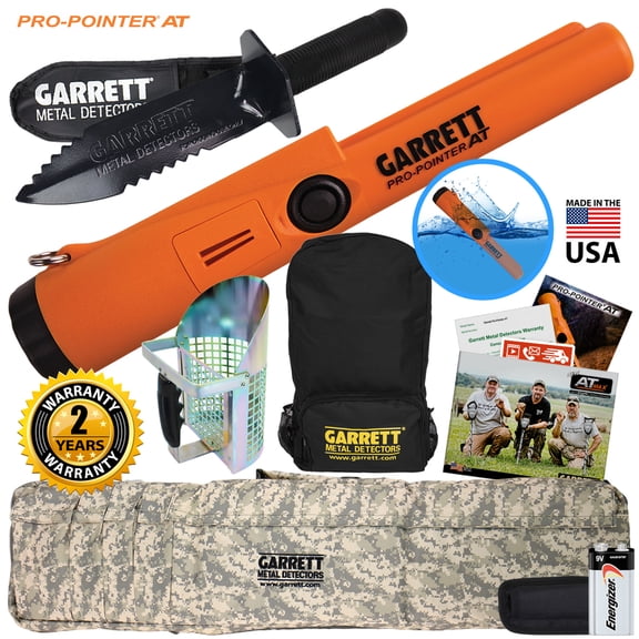 GarrettPro Pointer AT w/ Backpack, Camo Softcase, Digger, Sand Scoop & Pouch