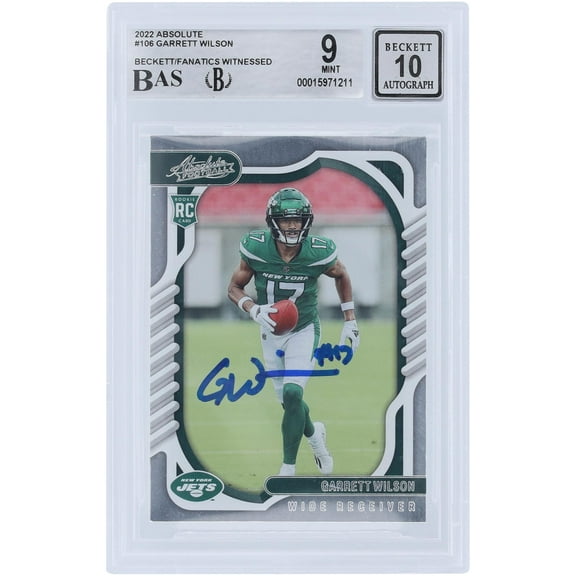 Garrett Wilson New York Jets Autographed 2022 Panini Absolute #106 Beckett Fanatics Witnessed Authenticated 9/10 Rookie Card - Fanatics Authentic Certified