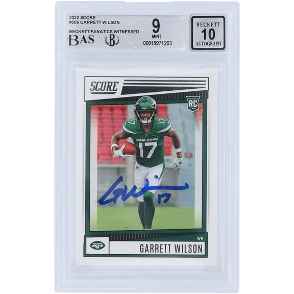 Garrett Wilson New York Jets Autographed 2022 Panini Score #306 Beckett Fanatics Witnessed Authenticated 9/10 Rookie Card - Fanatics Authentic Certified