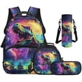 thumbnail image 1 of Garronmavis 4-Piece Kids Boys Backpack Set for Elementary School Use, Includes Backpack, Lunch Bag, Pencil Case, Water Holder Case, T-Rex Print School Bag for Daily Use, 1 of 8