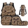 thumbnail image 1 of Garronmavis 4-Piece Kids Girls Backpack Set for Elementary School Use, Includes Backpack, Lunch Bag, Pencil Case, Water Holder Case, Brown Camo Bow Print School Bag for Daily Use, 1 of 8