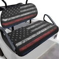 thumbnail image 1 of Garronmavis American Flag Black Easy to Install Golf Cart Seat Covers Breathable Polyester Elastic Universal Fit UV Ray Protection for Front Seat Cushion on Most Cart Seats, 1 of 7