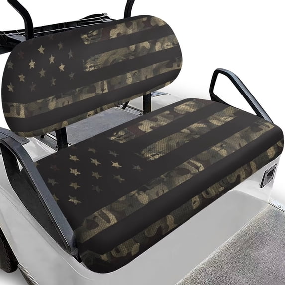 Garronmavis American Flag Camouflage Golf Cart Seat Covers Suitable for All Weather Conditions Split Backrest Front Seat Cover for Daily Protection Universal Fit Set