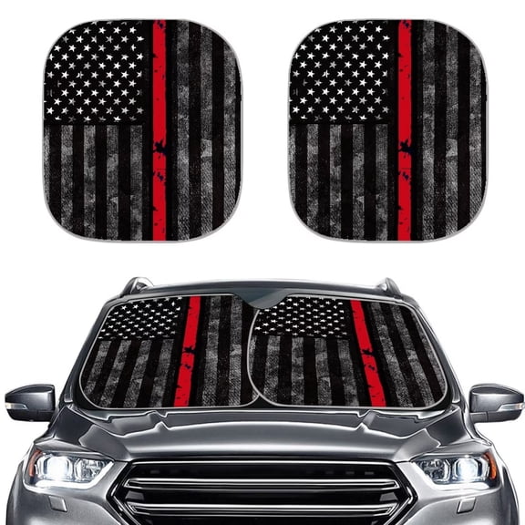 Garronmavis American Flag Car Sunshades,2 Piece Anti-UV Universal Fit Car Front Windshield Sun Shade Car Interior Accessiores