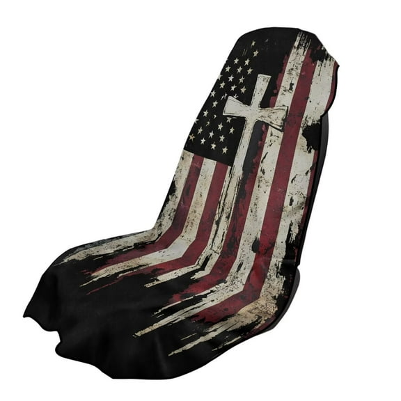 Garronmavis American Flag Cross Car Seat Towel Fast Drying Material Includes Storage Bag Beach Gym Outdoor Adventure Ready