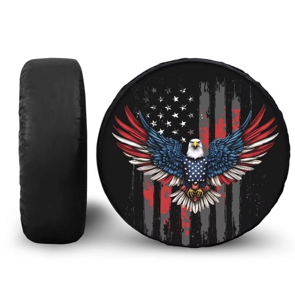 Garronmavis American Flag Eagle Rv Spare Tire Cover Universal Dustproof Waterpoof Spare Tire Cover for Rv Trailer Universal Fit SUV Truck