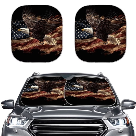 Garronmavis American Flag Eagle Women Men Anti-UV Windshield Stylish Universal Fit SUV Sedan Van Trucks Car Interior Accessiores Easy to Install
