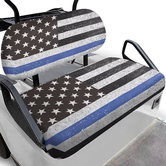 Garronmavis American Flag Police Golf Cart Front Seat Covers Suitable for All Weather Conditions Easy Install and Clean Golf Cart Elastic Seat Covers Lightweight Accessiores