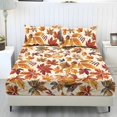 thumbnail image 1 of Garronmavis Autumn Maple Leaf 3-Piece Bedding Set, 1 Deep Pocket Fitted Bed Sheet with 2 Matching Pillow Shams, Soft Breathable Bed Linen for Fall Bedroom Decor, 100cm*190cm, 1 of 7